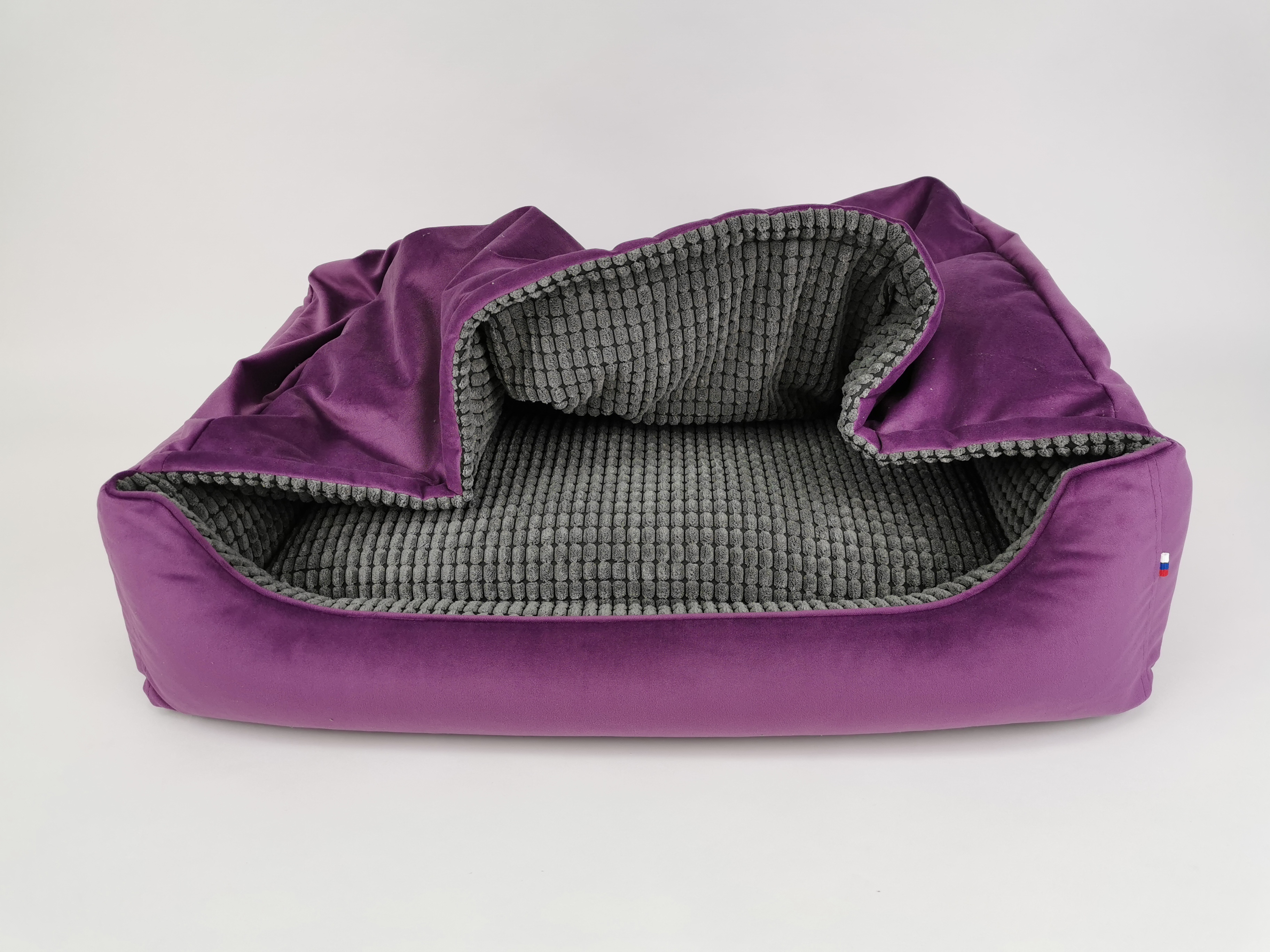 картинка Лежанка-нора велюр фиолетовый с серым от Интернет магазина Dendog